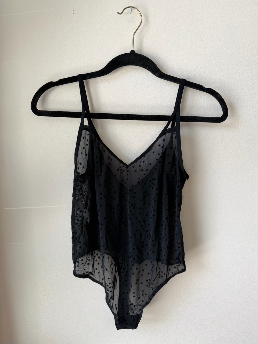 Black Star Sheer V-Neck Bodysuit